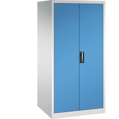 Workshop double door cupboard, HxWxD 1950 x 930 x 800 mm, light grey / light blue.