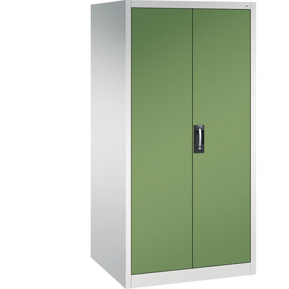 Workshop double door cupboard, HxWxD 1950 x 930 x 800 mm, light grey / reseda green.