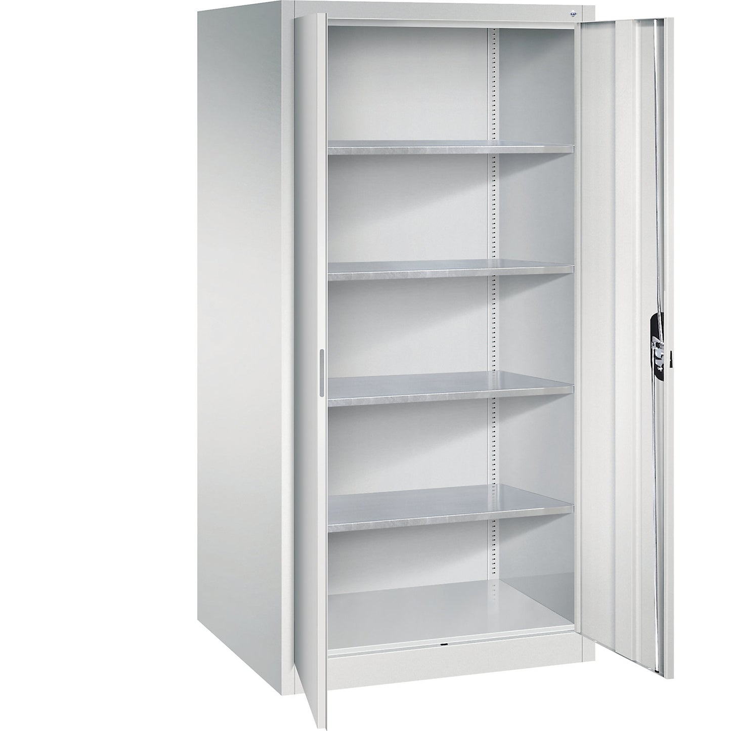 Workshop double door cupboard, HxWxD 1950 x 930 x 800 mm, light grey / light grey.