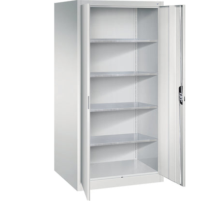Workshop double door cupboard, HxWxD 1950 x 930 x 800 mm, light grey / light grey.