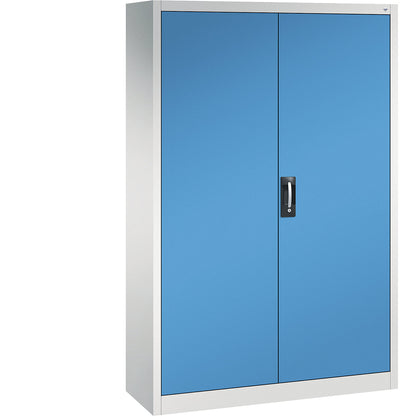 Workshop double door cupboard, HxWxD 1950 x 1200 x 400 mm, light grey / light blue.
