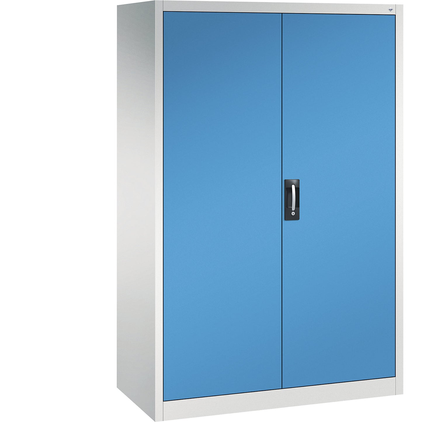 Workshop double door cupboard, HxWxD 1950 x 1200 x 600 mm, light grey / light blue.