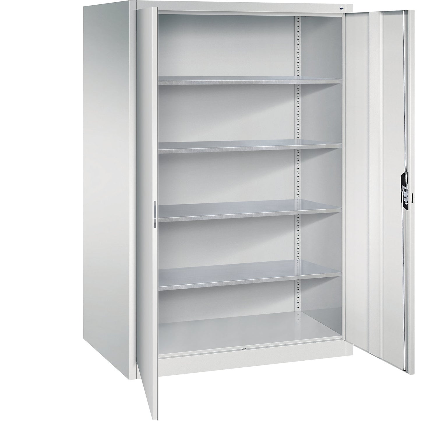 Workshop double door cupboard, HxWxD 1950 x 1200 x 800 mm, light grey / light grey.