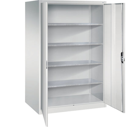 Workshop double door cupboard, HxWxD 1950 x 1200 x 800 mm, light grey / light grey.