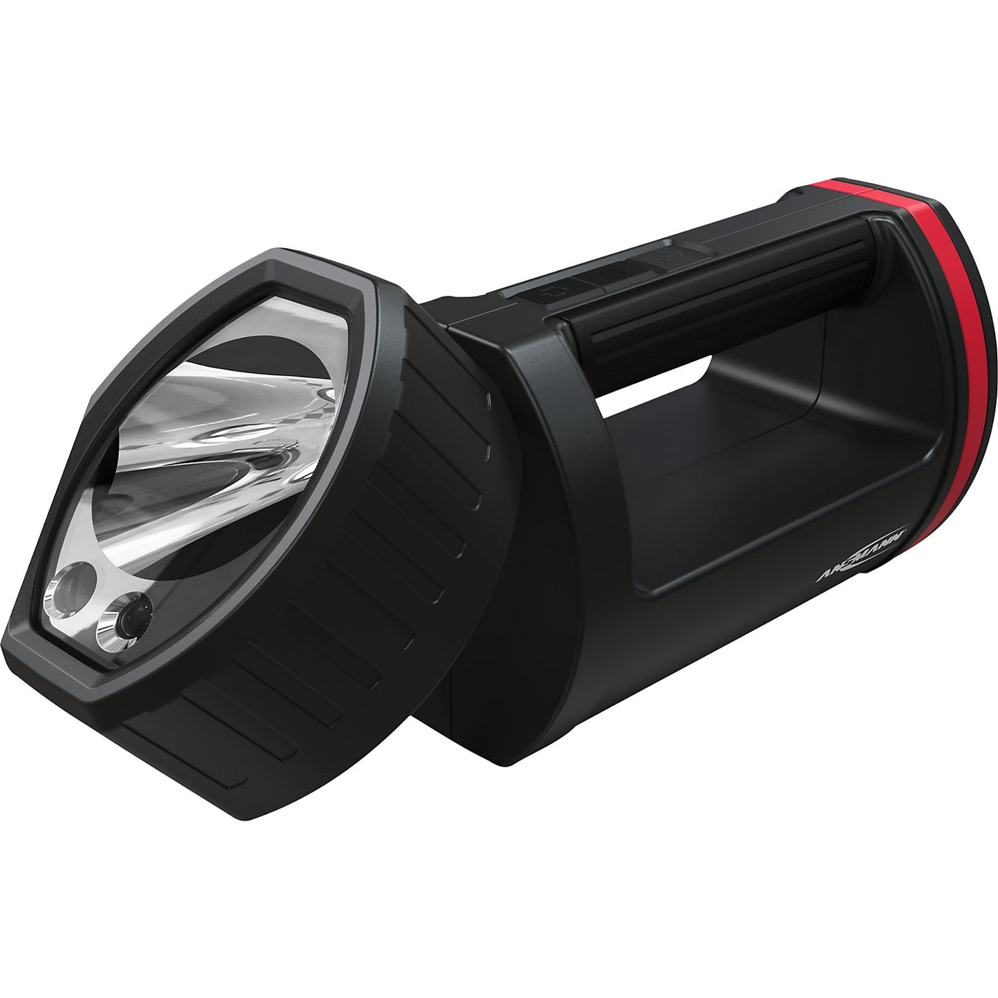 HS20R Pro rechargeable LED hand-held spotlight, 1700 lm, black/red, LxWxH 215 x 105 x 81 mm.