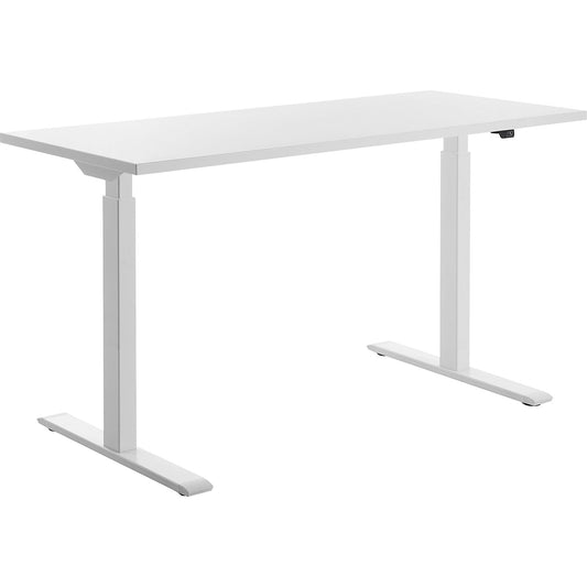 Desk, electric height adjustment, straight, WxD 1400 x 600 mm, white/white.