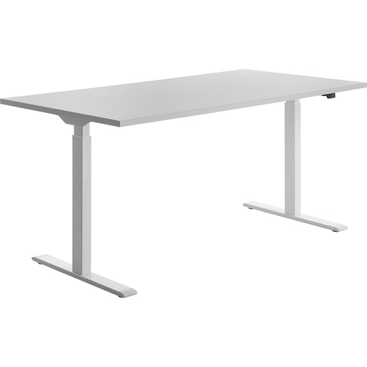 Desk, electric height adjustment, straight, WxD 1600 x 800 mm, white/white.