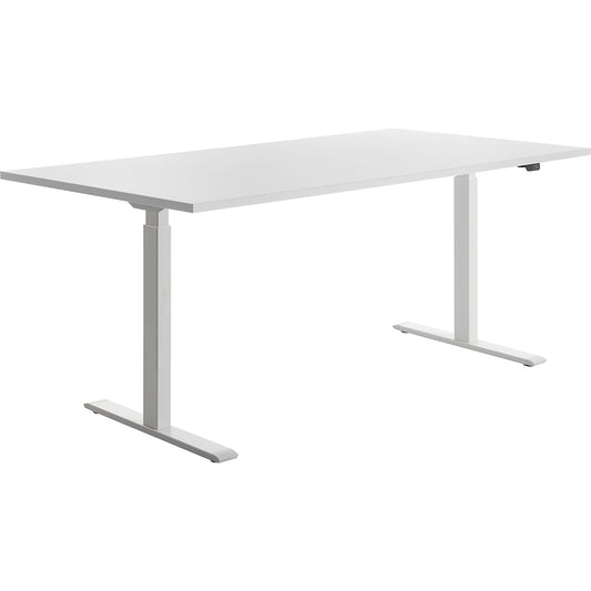 Desk, electric height adjustment, straight, WxD 1800 x 800 mm, white/white.