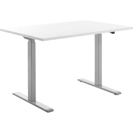 Desk, electric height adjustment, straight, WxD 1200 x 800 mm, white/grey.