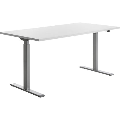 Desk, electric height adjustment, straight, WxD 1600 x 800 mm, white/grey.