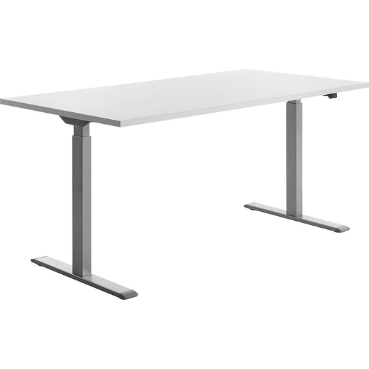 Desk, electric height adjustment, straight, WxD 1600 x 800 mm, white/grey.