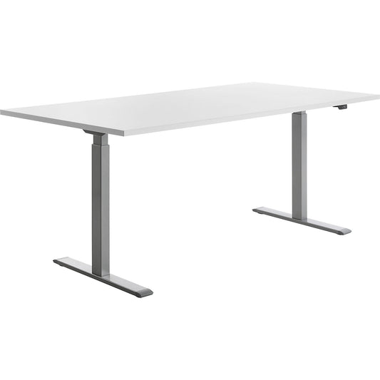 Desk, electric height adjustment, straight, WxD 1800 x 800 mm, white/grey.