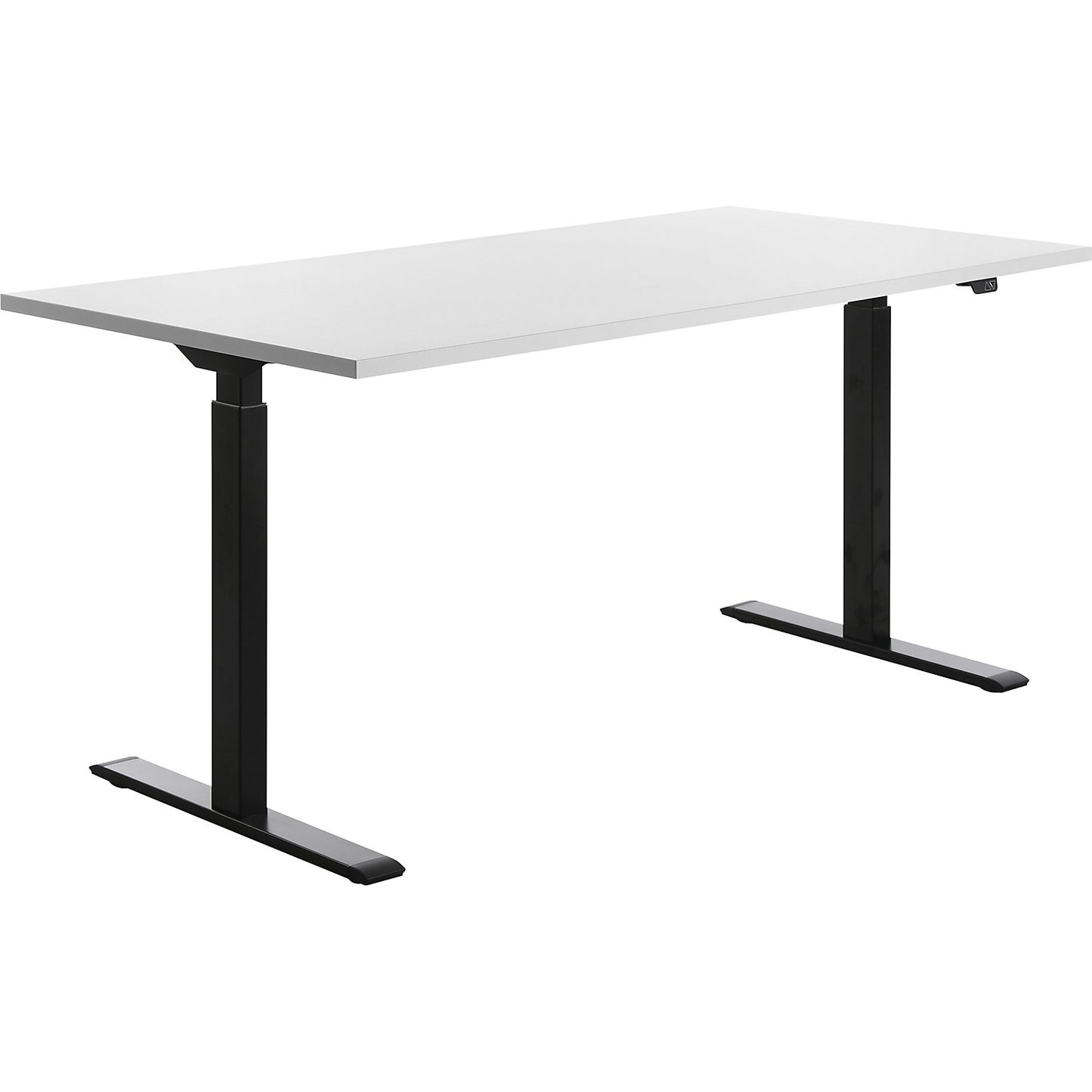 Desk, electric height adjustment, straight, WxD 1600 x 800 mm, white/black.