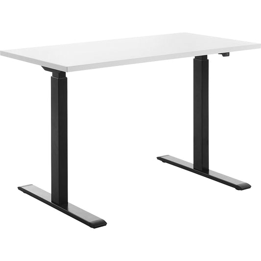 Desk, electric height adjustment, straight, WxD 1200 x 600 mm, white/black.