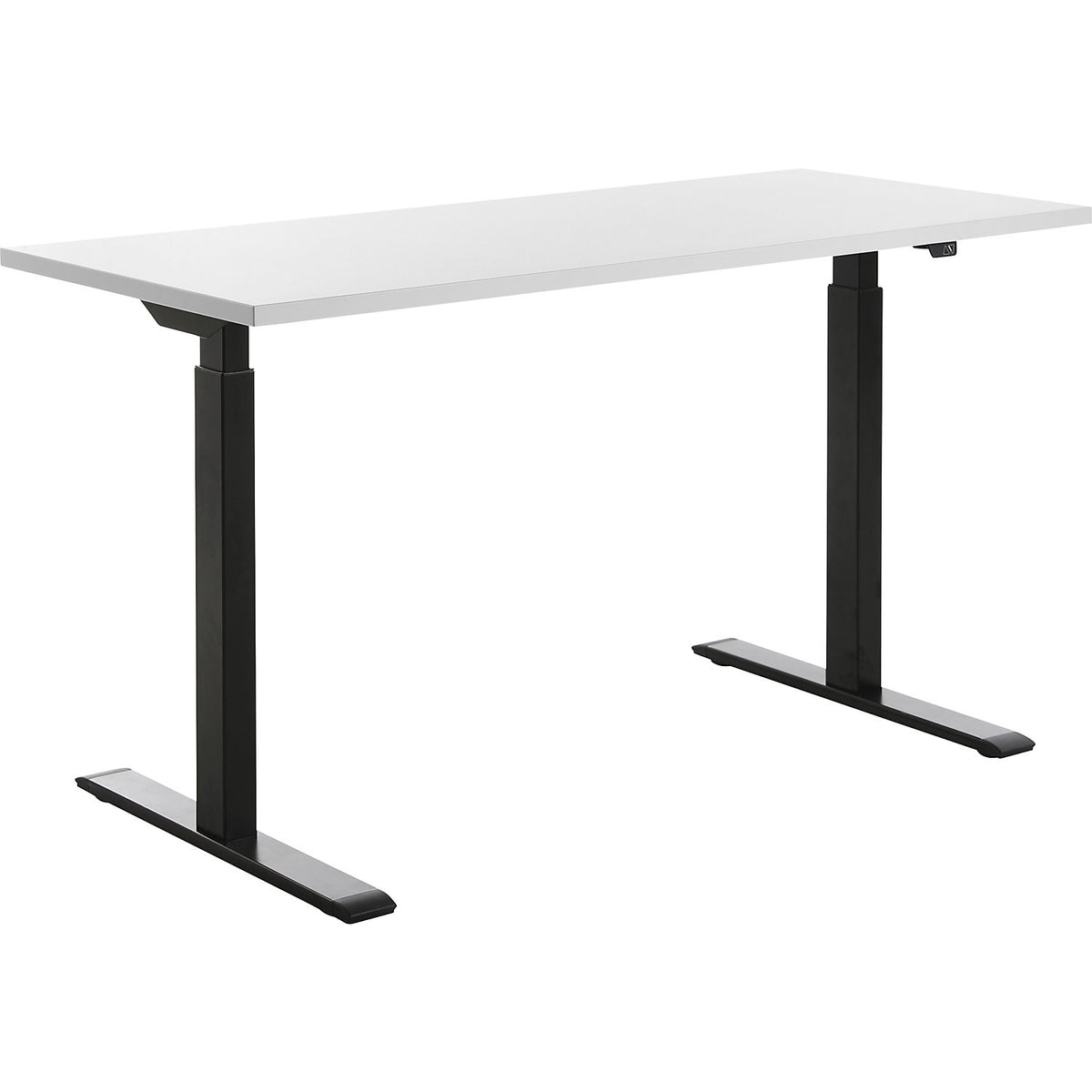 Desk, electric height adjustment, straight, WxD 1400 x 600 mm, white/black.