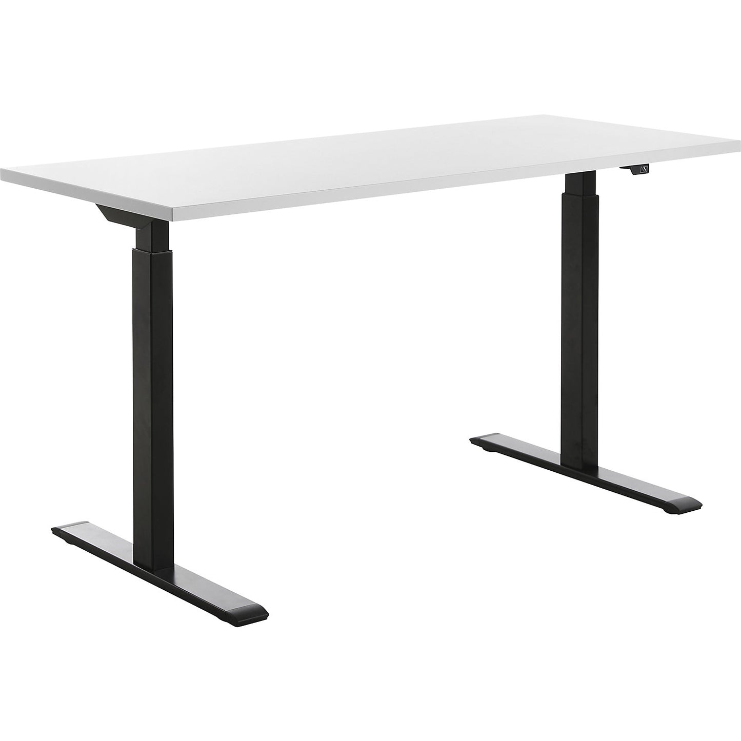 Desk, electric height adjustment, straight, WxD 1400 x 600 mm, white/black.
