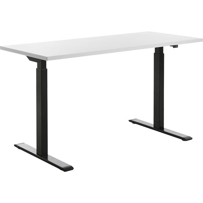 Desk, electric height adjustment, straight, WxD 1400 x 600 mm, white/black.