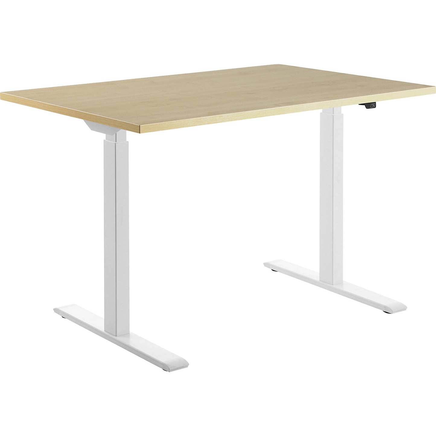 Desk, electric height adjustment, straight, WxD 1200 x 800 mm, maple/white.