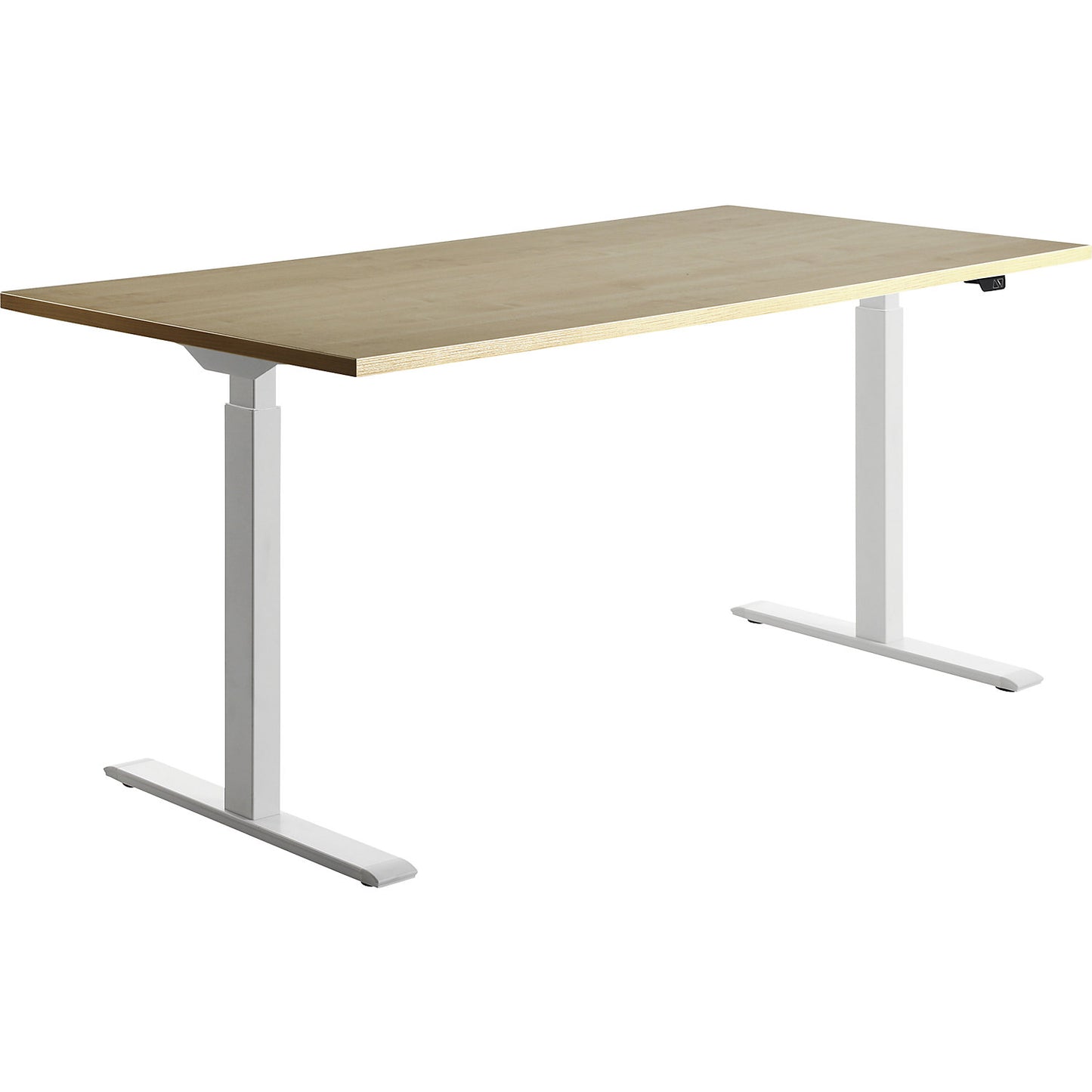 Desk, electric height adjustment, straight, WxD 1600 x 800 mm, maple/white.