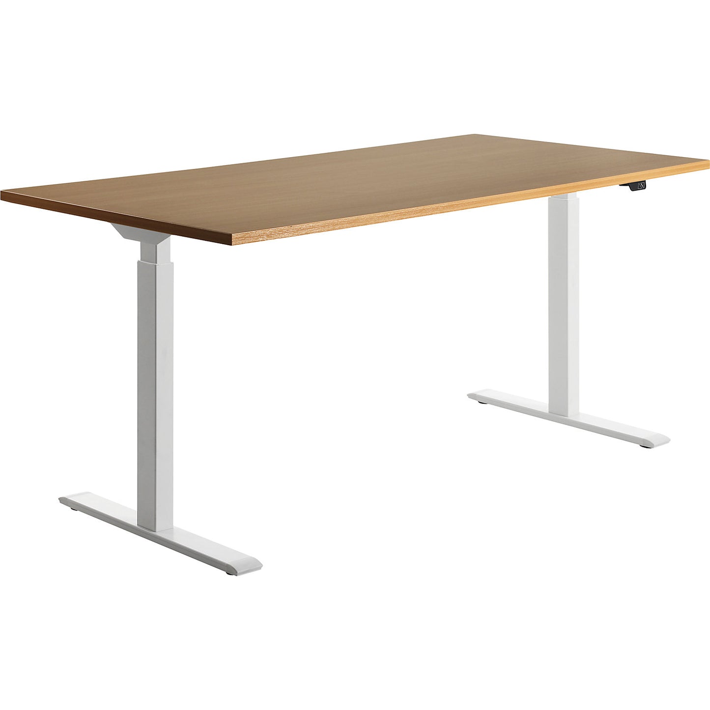 Desk, electric height adjustment, straight, WxD 1600 x 800 mm, beech/white.