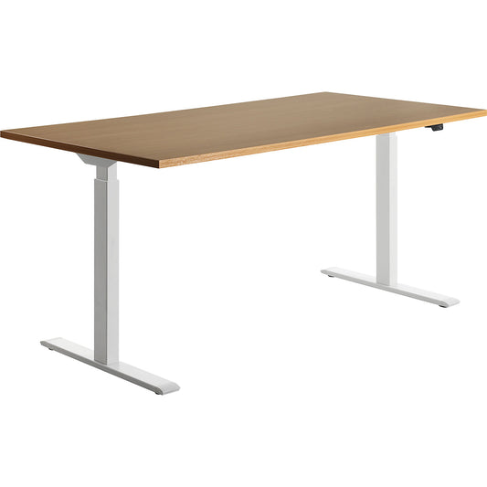 Desk, electric height adjustment, straight, WxD 1600 x 800 mm, beech/white.