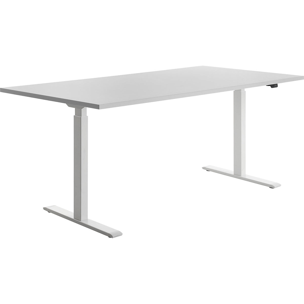Desk, electric height adjustment, straight, WxD 1800 x 800 mm, light grey/white.