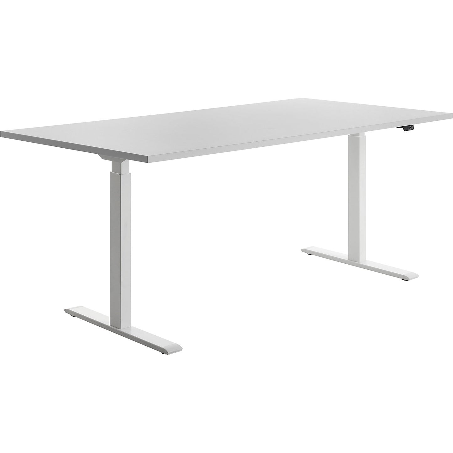 Desk, electric height adjustment, straight, WxD 1800 x 800 mm, light grey/white.