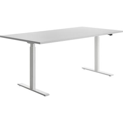 Desk, electric height adjustment, straight, WxD 1800 x 800 mm, light grey/white.