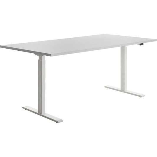 Desk, electric height adjustment, straight, WxD 1800 x 800 mm, light grey/white.