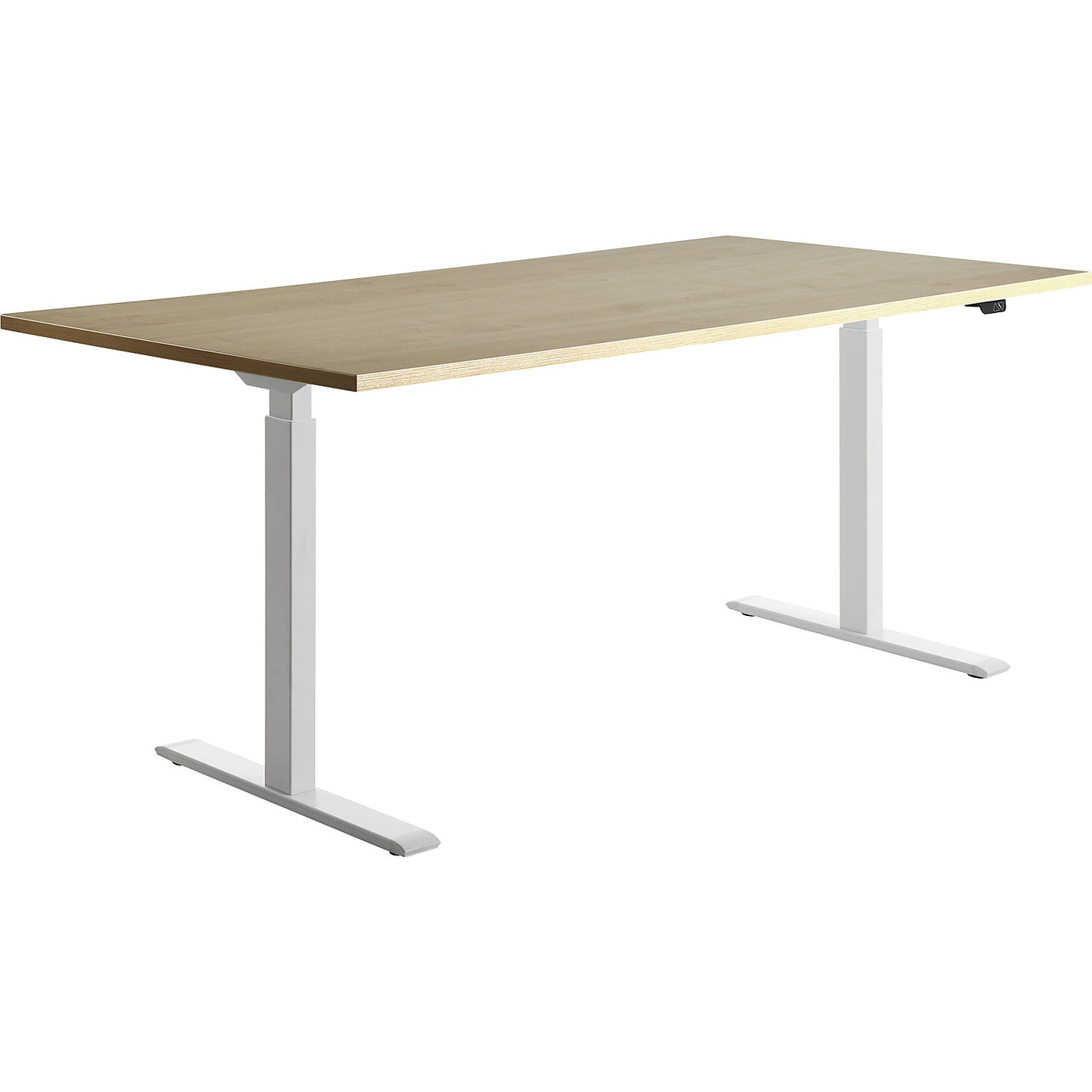 Desk, electric height adjustment, straight, WxD 1800 x 800 mm, maple/white.