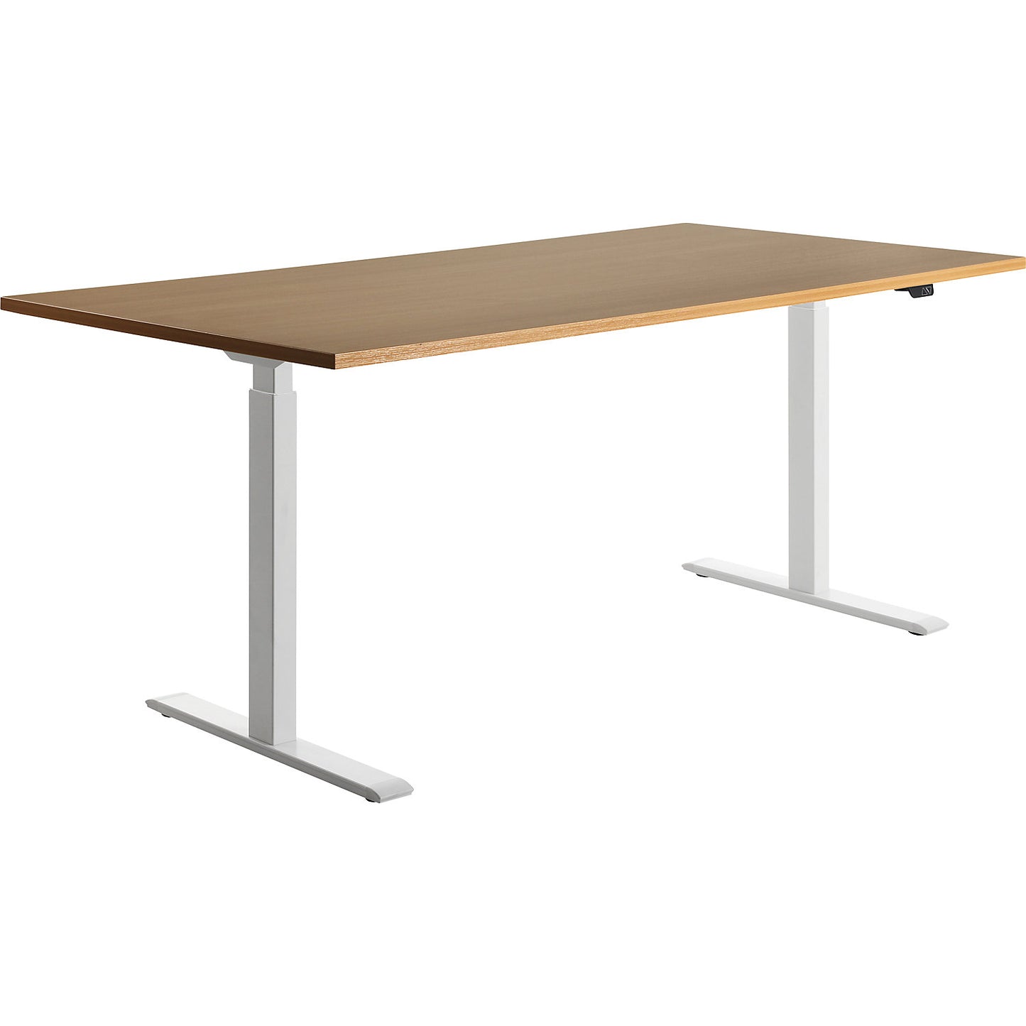 Desk, electric height adjustment, straight, WxD 1800 x 800 mm, beech/white.