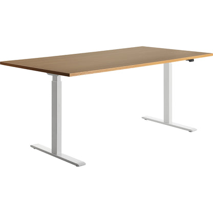 Desk, electric height adjustment, straight, WxD 1800 x 800 mm, beech/white.