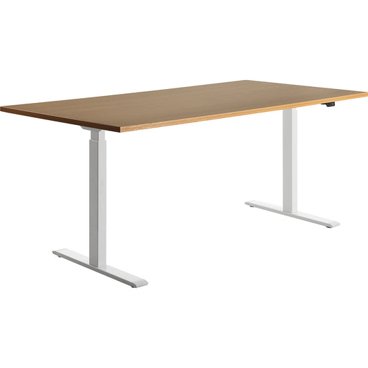 Desk, electric height adjustment, straight, WxD 1800 x 800 mm, beech/white.