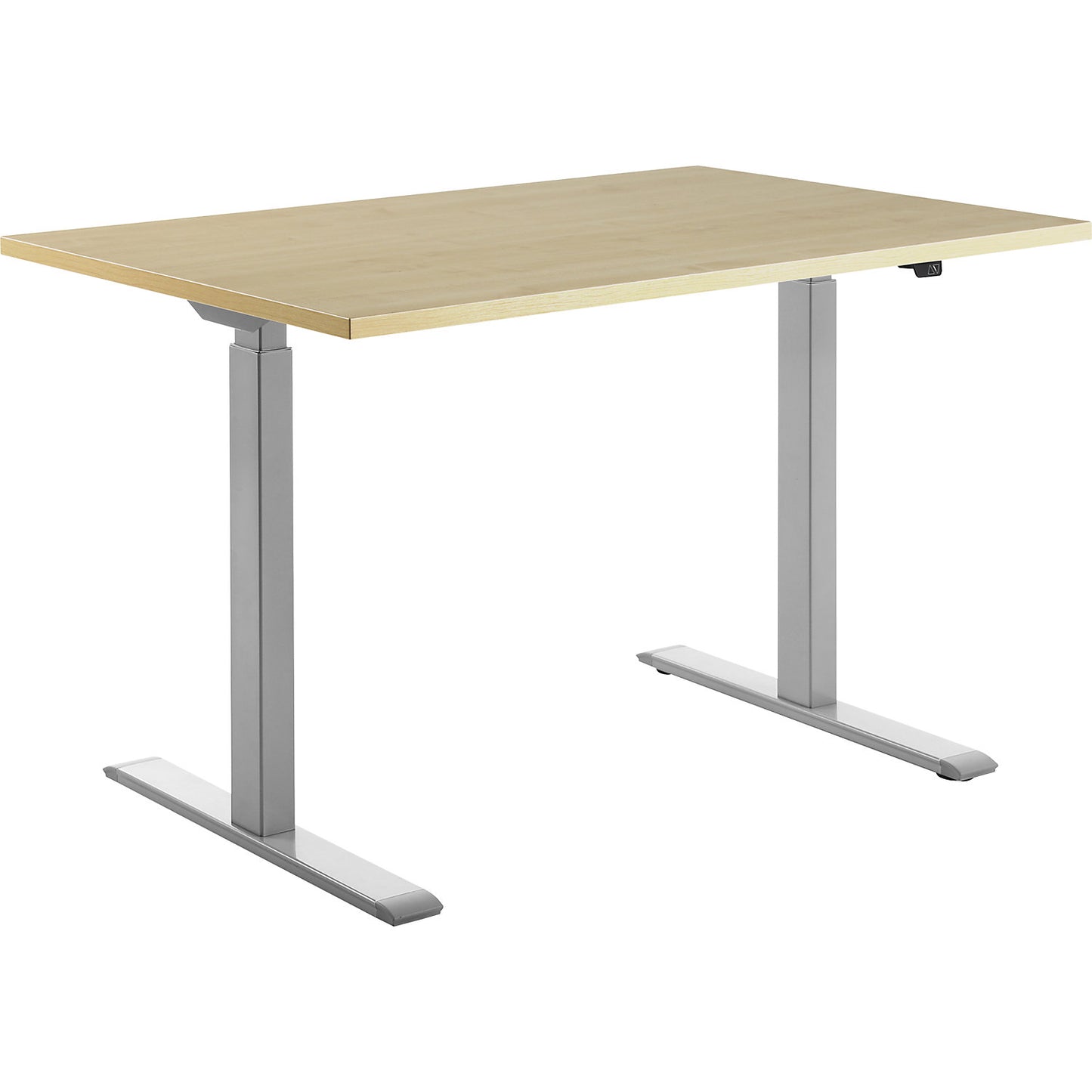 Desk, electric height adjustment, straight, WxD 1200 x 800 mm, maple/grey.