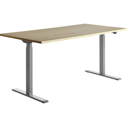 Desk, electric height adjustment, straight, WxD 1600 x 800 mm, maple/grey.
