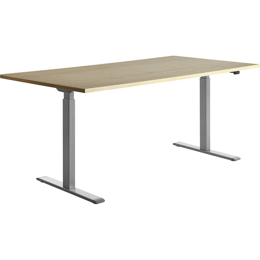 Desk, electric height adjustment, straight, WxD 1800 x 800 mm, maple/grey.