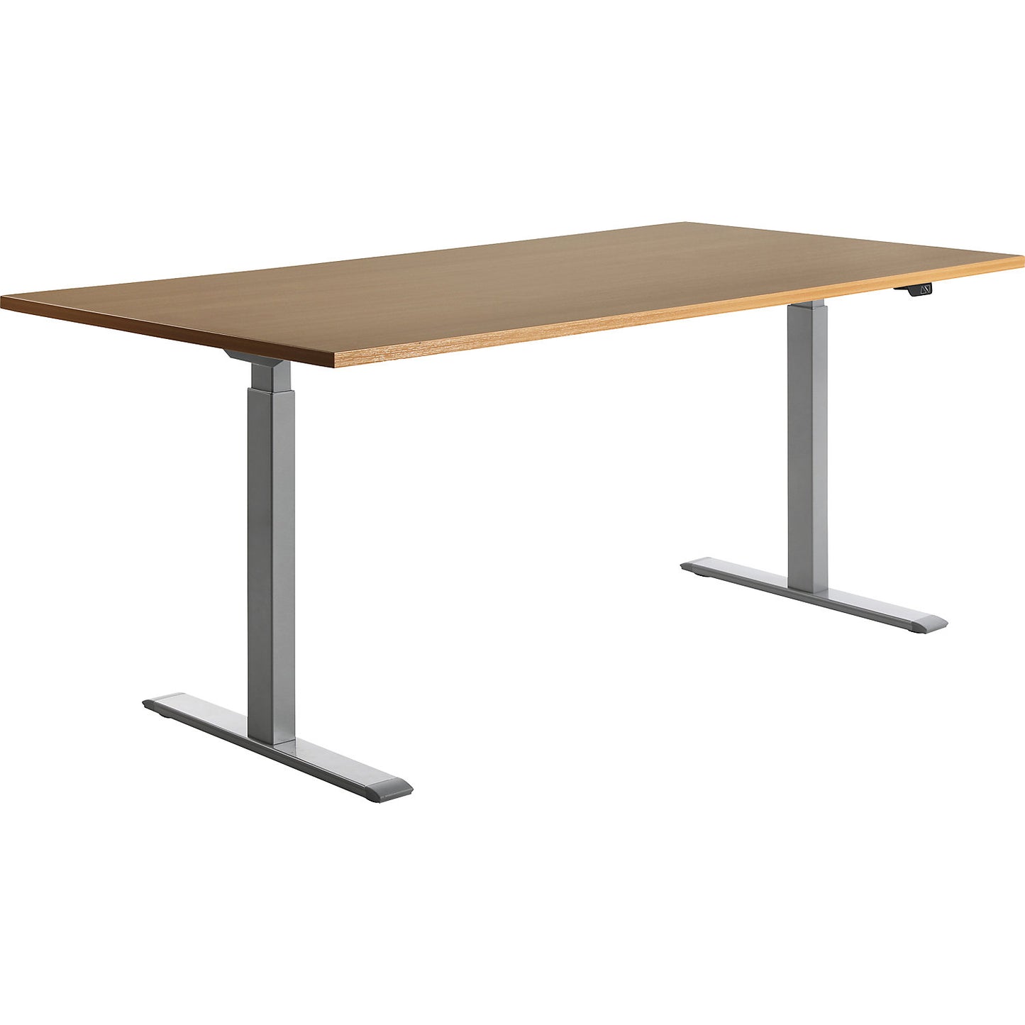 Desk, electric height adjustment, straight, WxD 1800 x 800 mm, beech/grey.