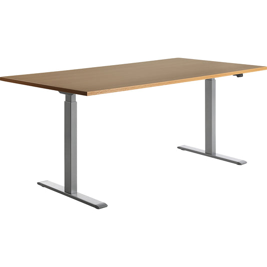 Desk, electric height adjustment, straight, WxD 1800 x 800 mm, beech/grey.
