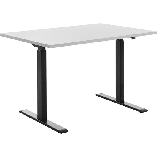 Desk, electric height adjustment, straight, WxD 1200 x 800 mm, light grey/black.