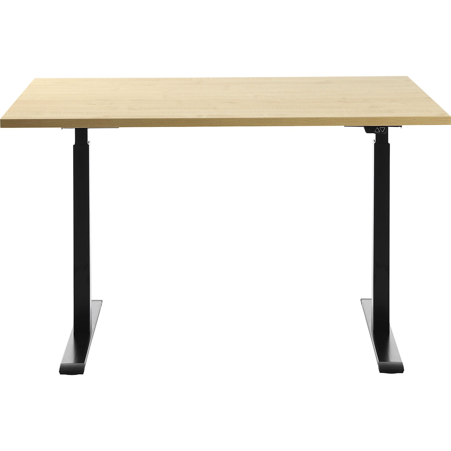 Desk, electric height adjustment, straight, WxD 1200 x 800 mm, maple/black.