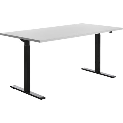 Desk, electric height adjustment, straight, WxD 1600 x 800 mm, light grey/black.