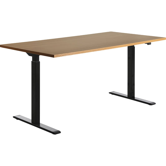 Desk, electric height adjustment, straight, WxD 1600 x 800 mm, beech/black.