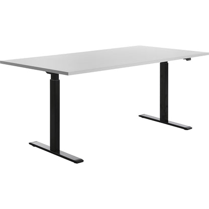 Desk, electric height adjustment, straight, WxD 1800 x 800 mm, light grey/black.