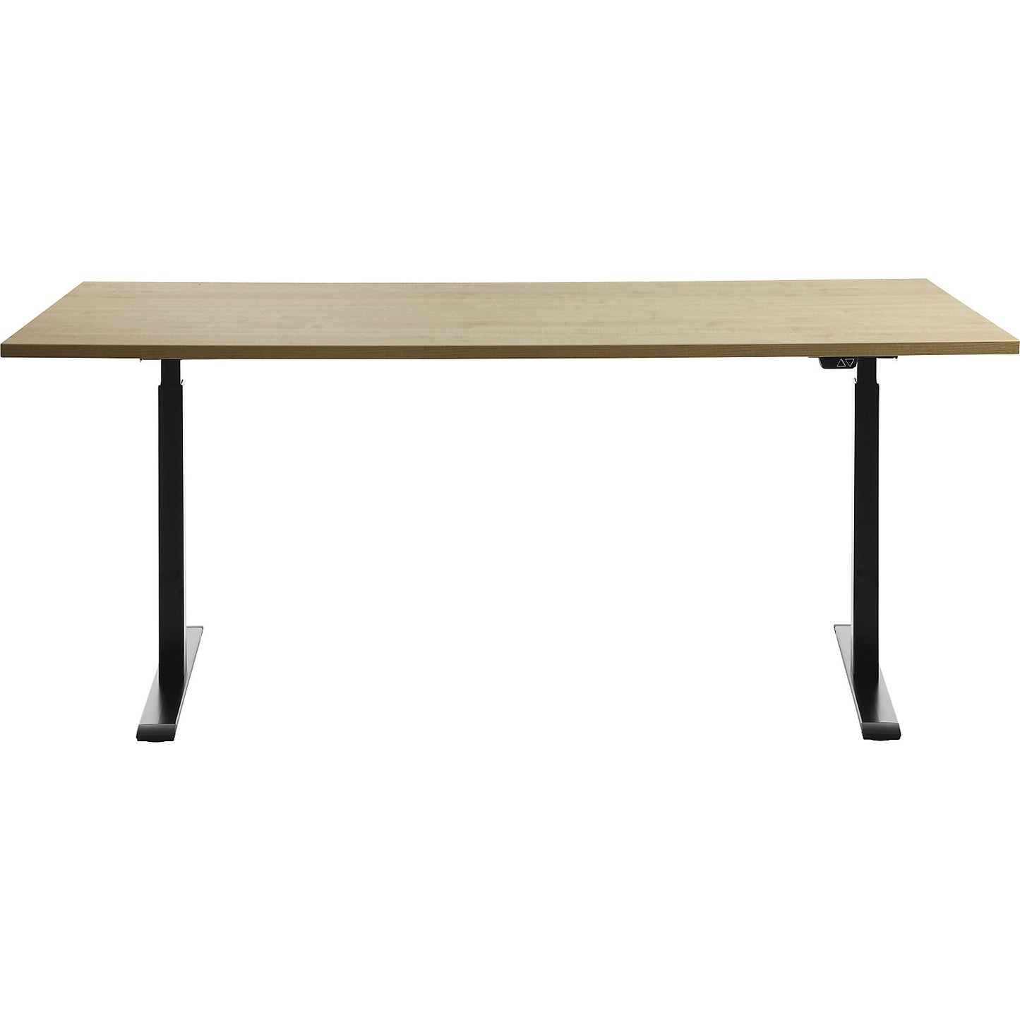 Desk, electric height adjustment, straight, WxD 1800 x 800 mm, maple/black.