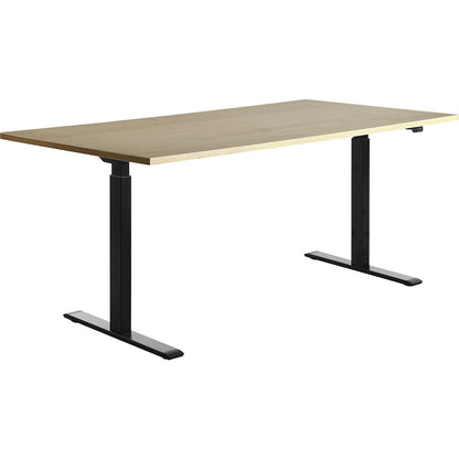 Desk, electric height adjustment, straight, WxD 1800 x 800 mm, maple/black.