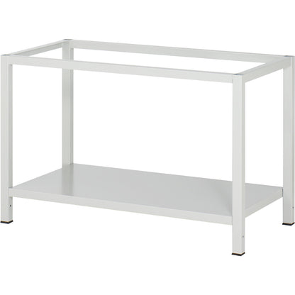 Workbench, melamine coated worktop, light grey RAL 7035.