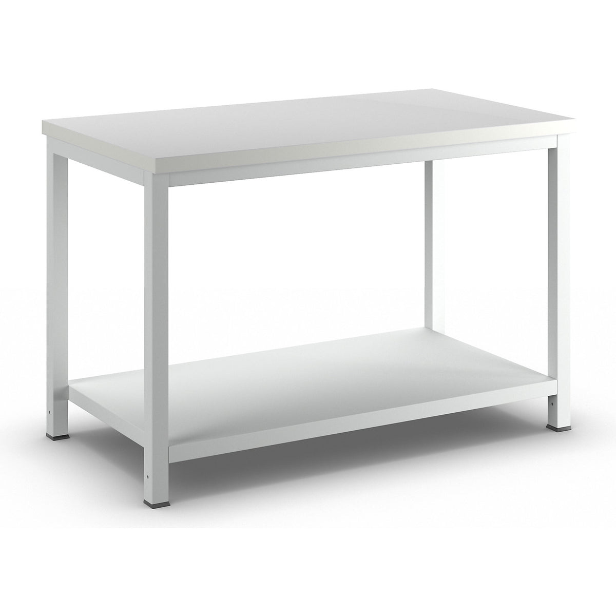 Workbench, melamine coated worktop, light grey RAL 7035.