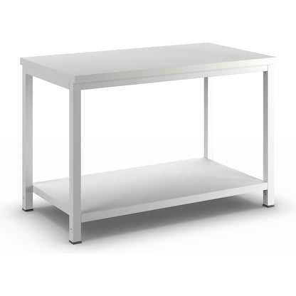 Workbench, melamine coated worktop, light grey RAL 7035.