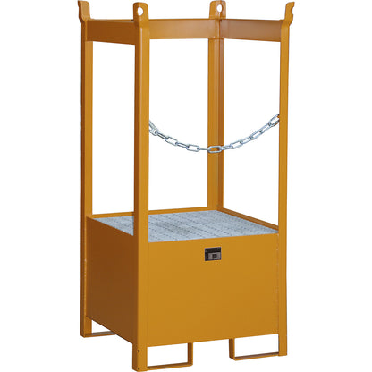 Storage and transport pallet with sump tray, open on all sides, stackable, for 1 drum, painted.