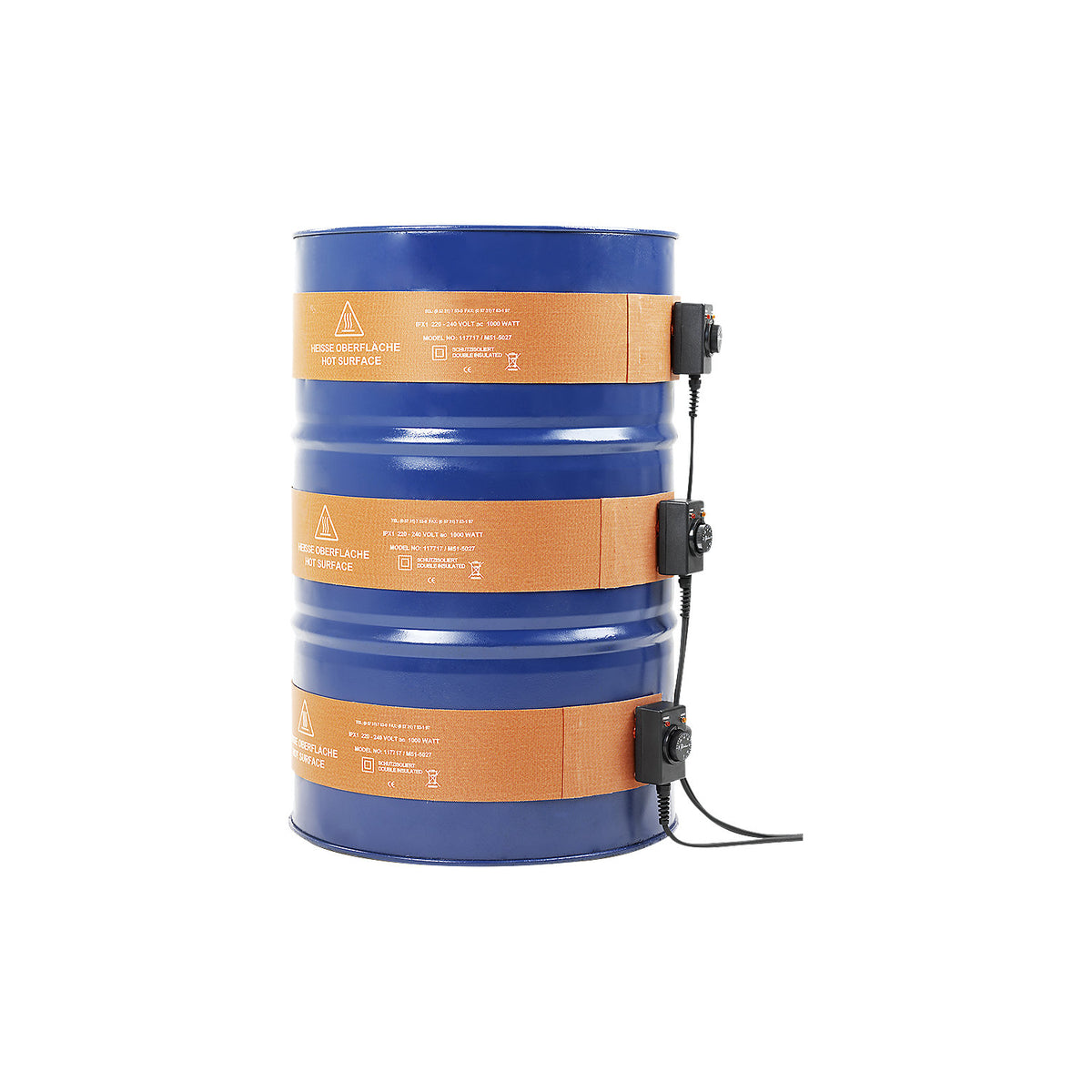 ECO drum heating belt, 200 - 220 l steel drums, 1000 W, silicone, max. 120 °C, IP40.